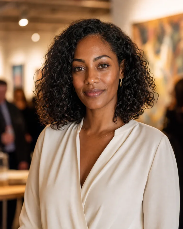 Illustrative portrait of Grace, a gallery curator in Adelaide